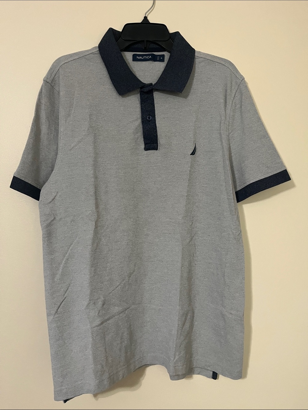 Nautica Light Gray Polo with Navy Trim